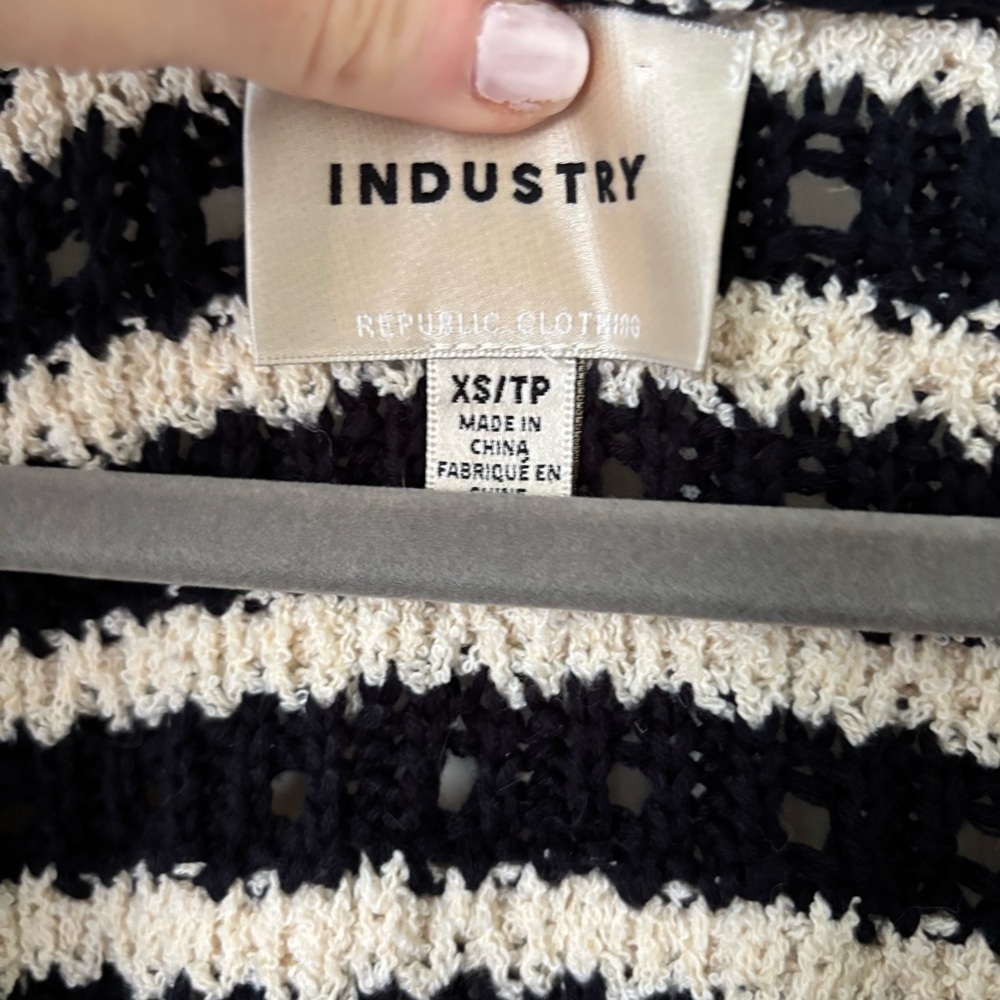 Industry Black and White Striped Women's Cardigan - Picture 2 of 4